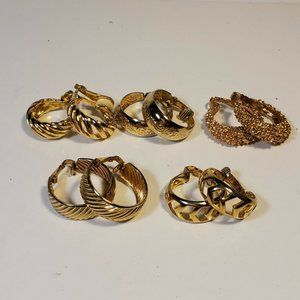 5 Pairs of Clip On Hoop Earrings  Fashion Goldtone